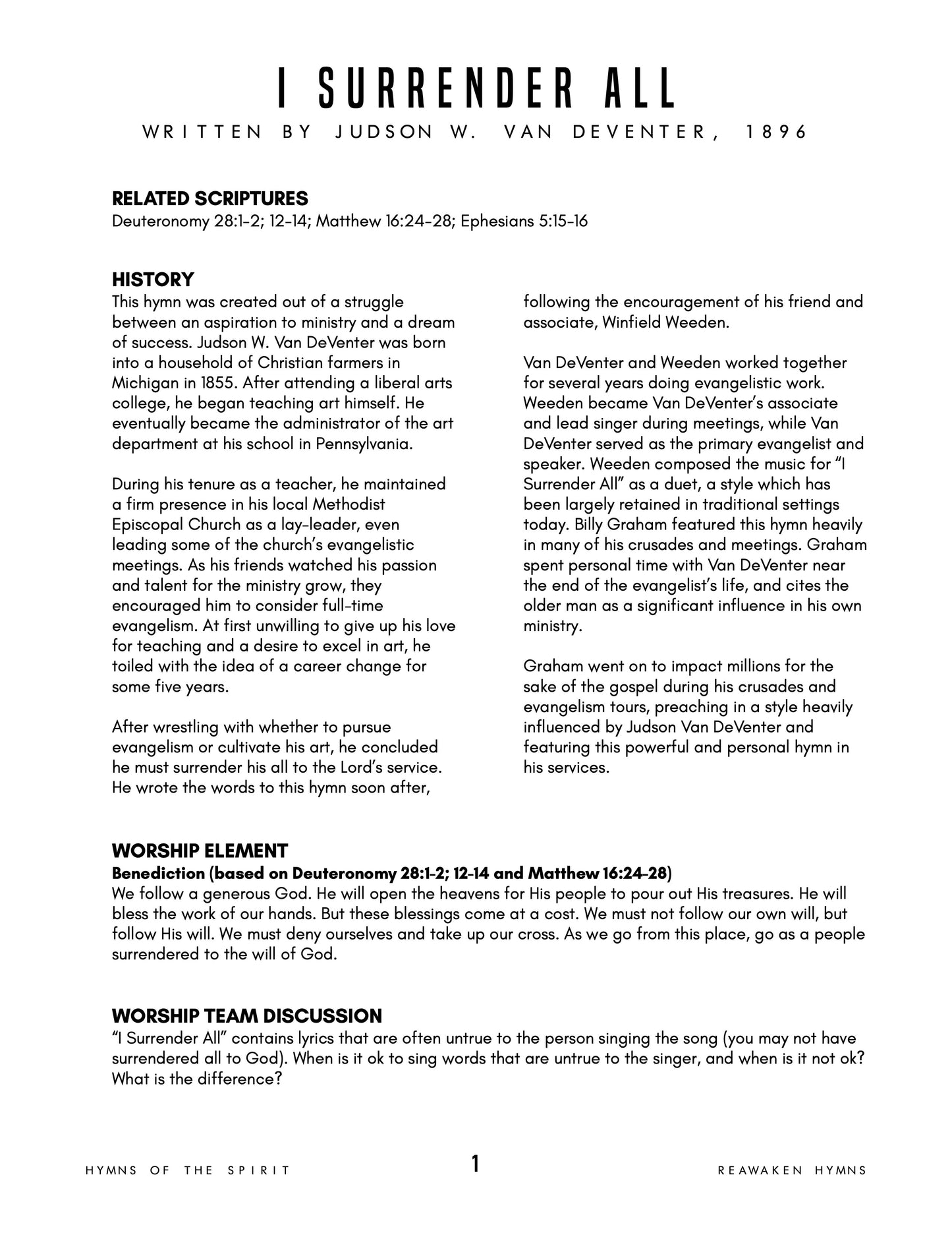 The Trinity Project Worship Sourcebook