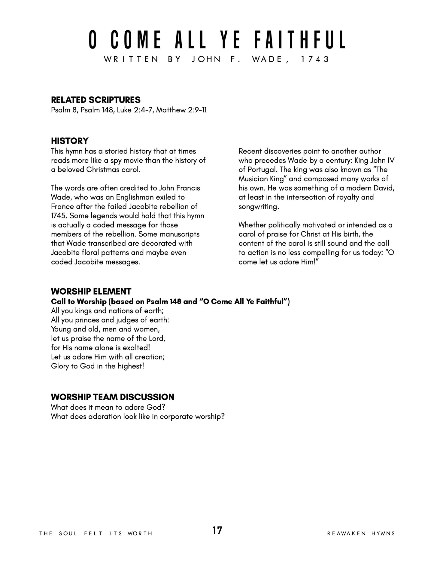 The Soul Felt Its Worth - Worship Sourcebook + Chordpro